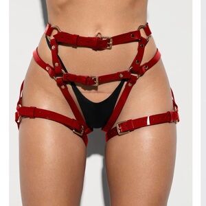Red Strappy Harness Set